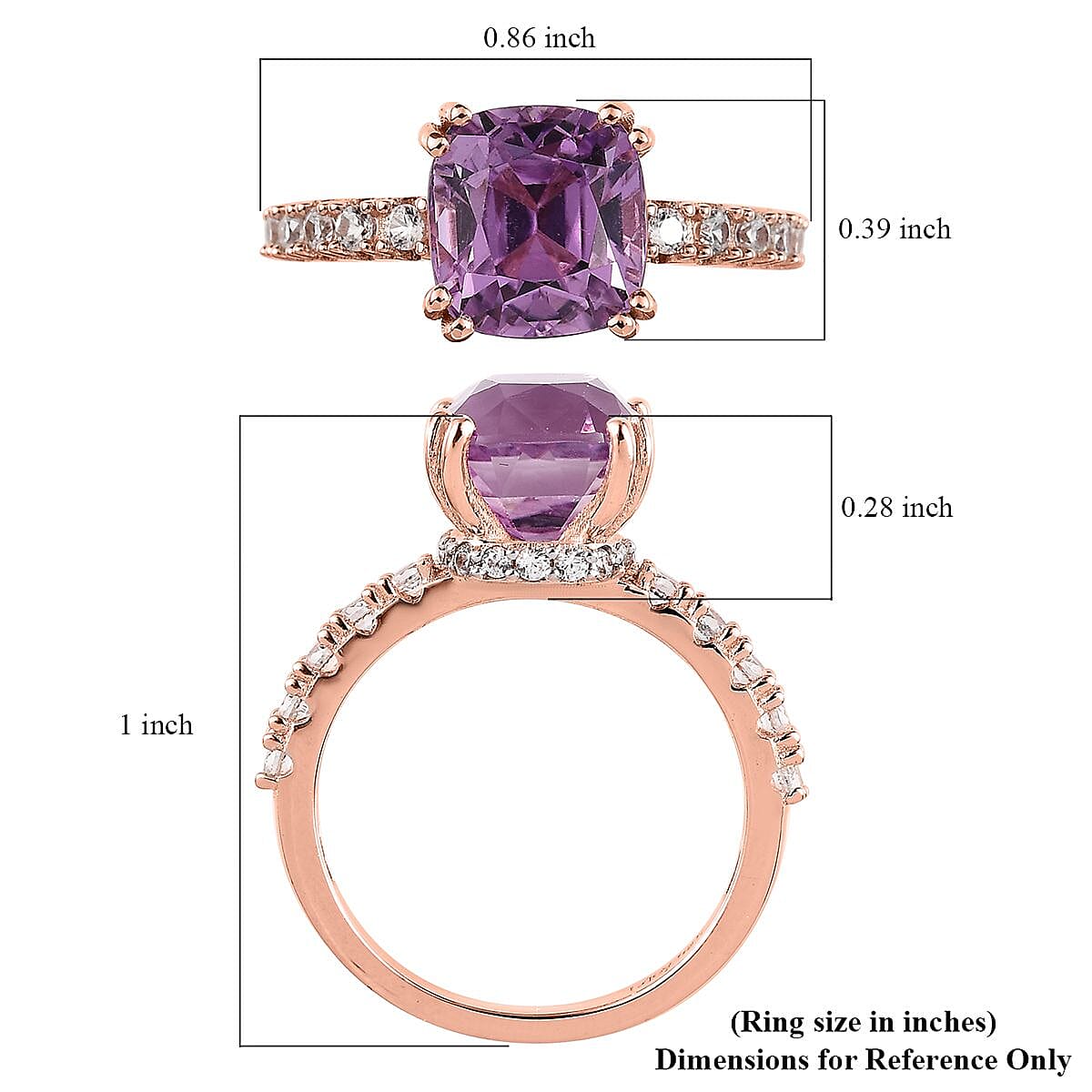 Buy AAA Patroke Kunzite and White Zircon Ring in Vermeil Rose Gold