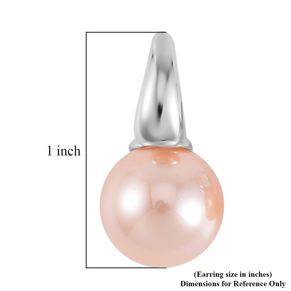 Peach Shell Pearl Earrings in Silvertone image number 4