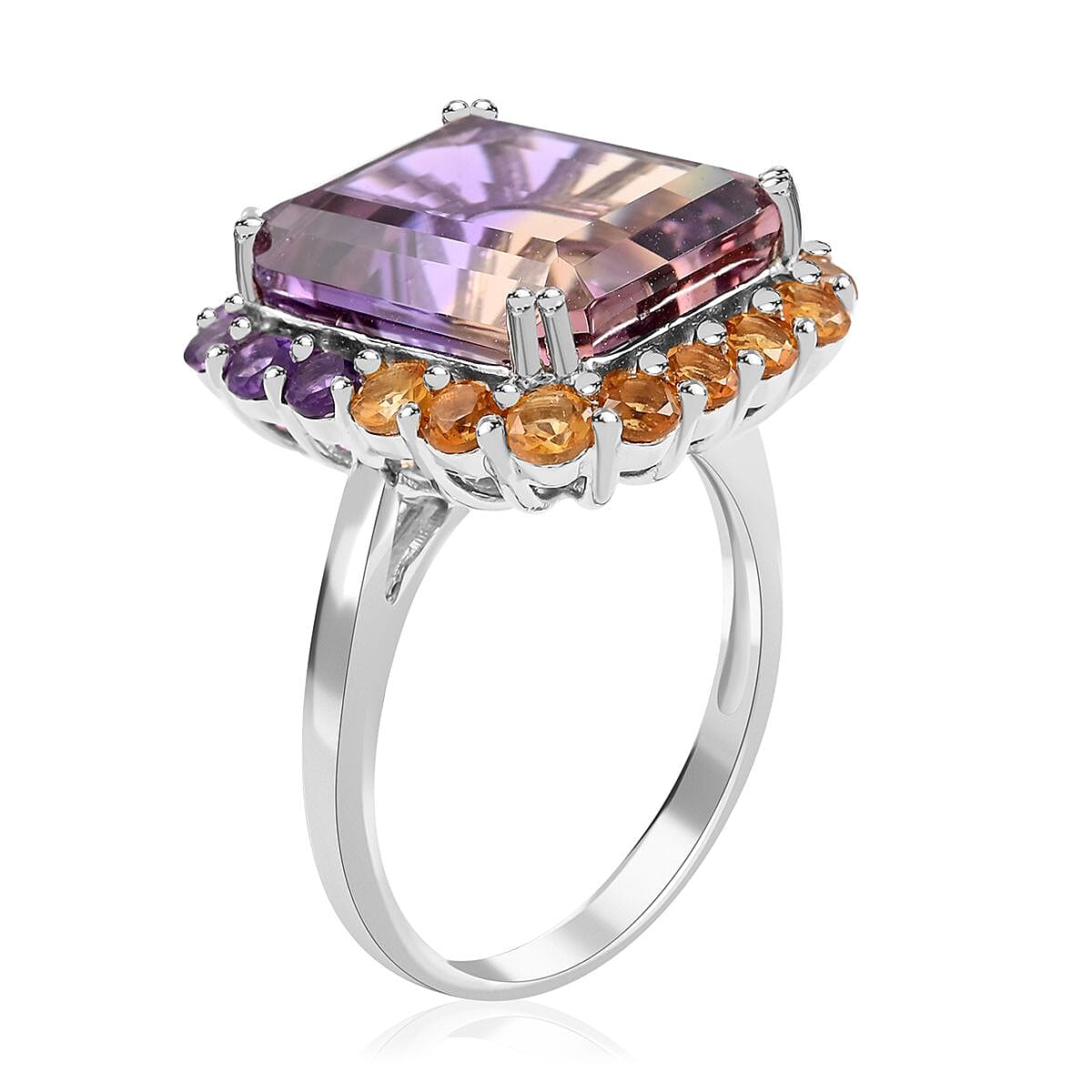 Premium Anahi Ametrine and Multi Gemstone Ring in Rhodium Over Sterling Silver 15.50 ctw image number 3