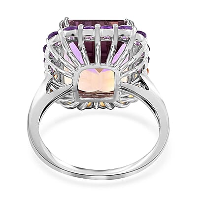 Premium Anahi Ametrine and Multi Gemstone Ring in Rhodium Over Sterling Silver (Size 10.0) 15.50 ctw