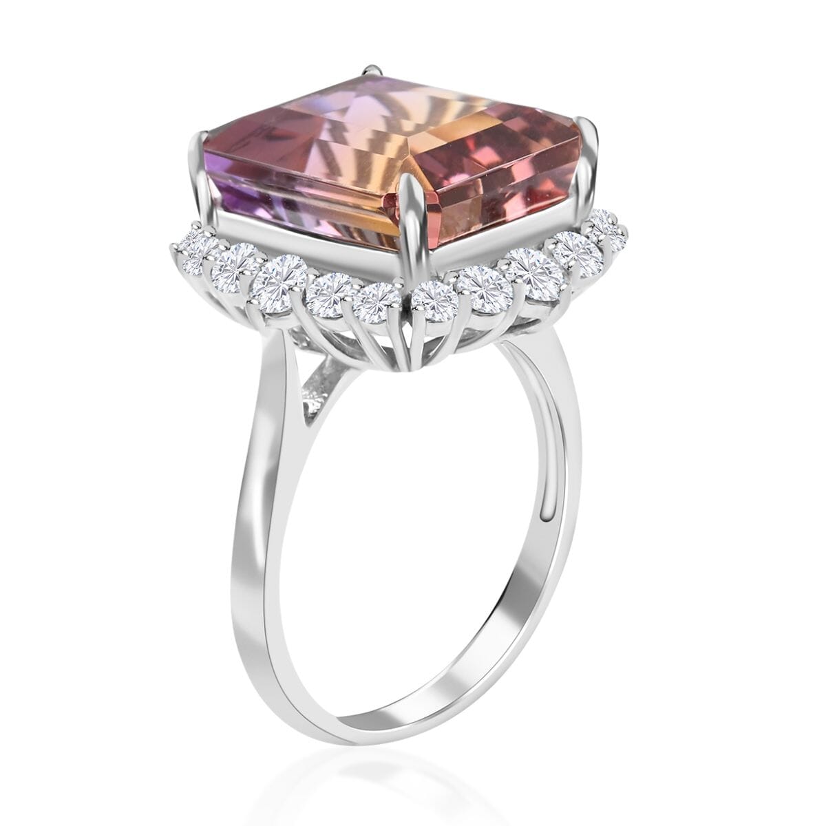 Anahi Ametrine and Moissanite Ring in Rhodium Over Sterling Silver 13.25 ctw image number 3