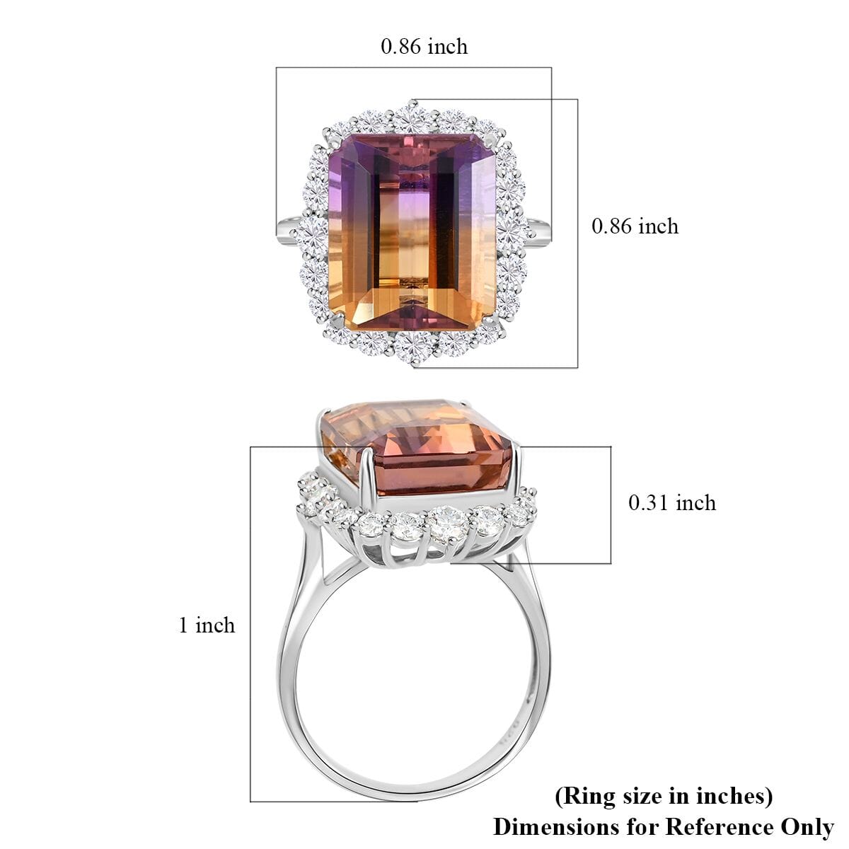 Anahi Ametrine and Moissanite Ring in Rhodium Over Sterling Silver 13.25 ctw image number 5