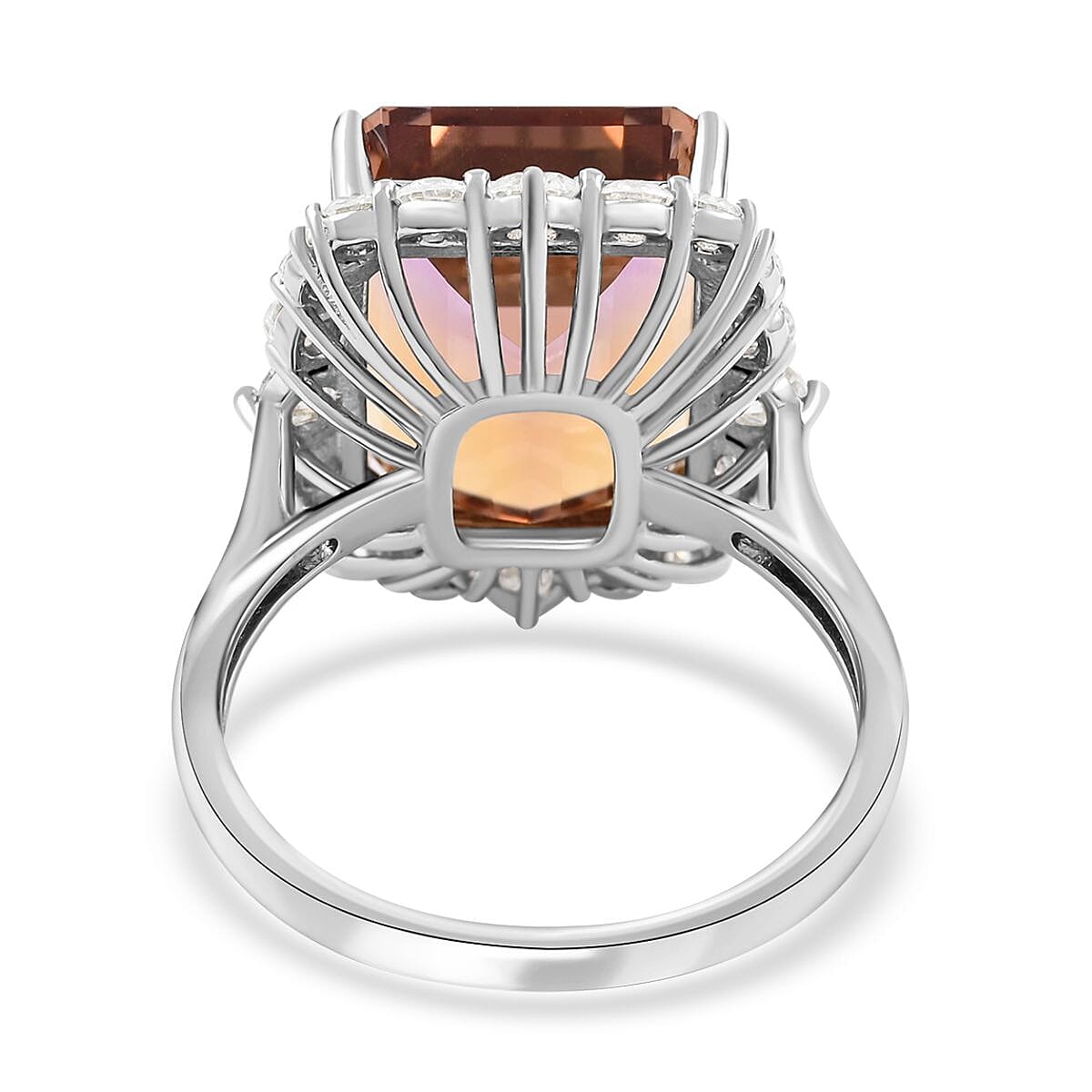 Anahi Ametrine and Moissanite Ring in Rhodium Over Sterling Silver (Size 7.0) 13.25 ctw image number 4