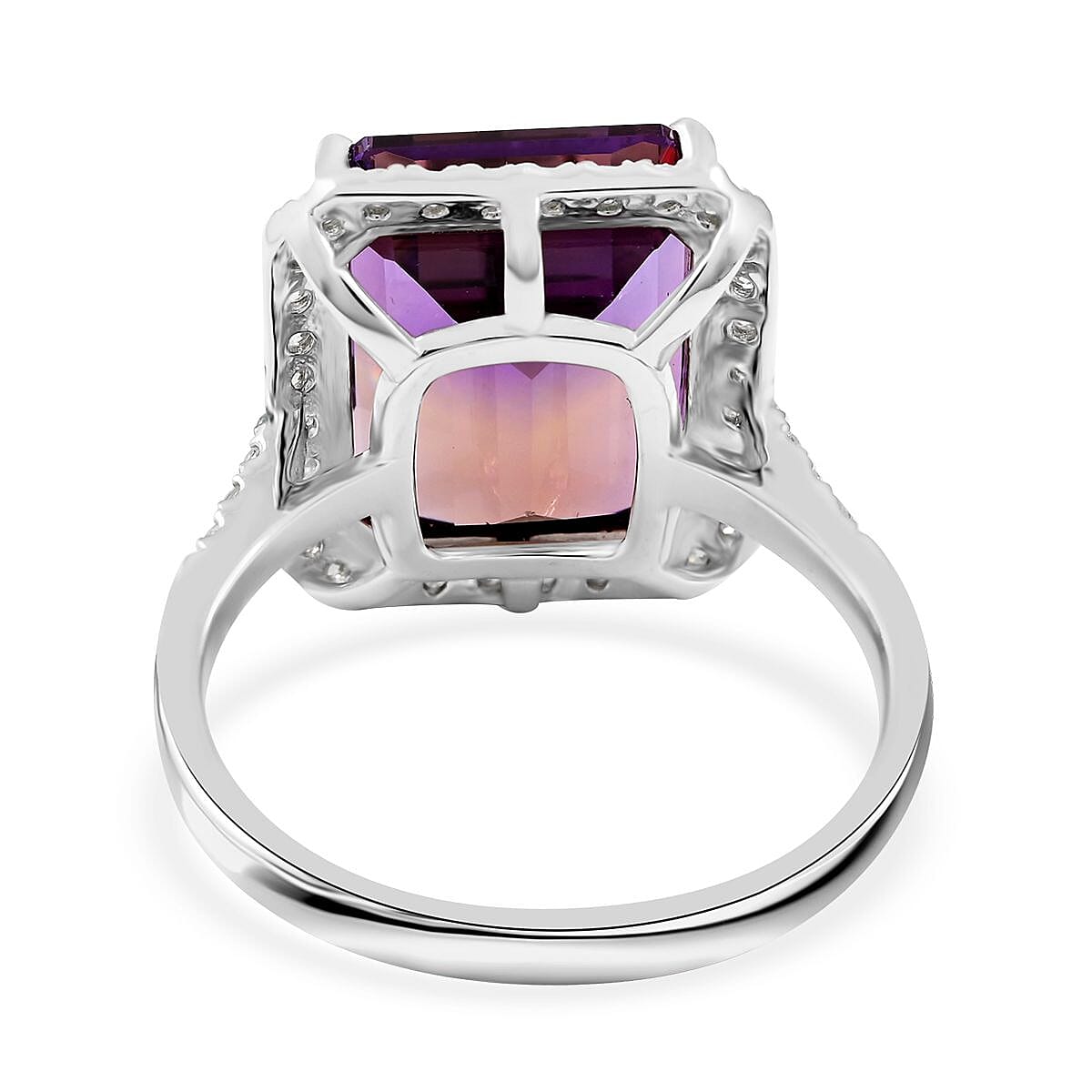 Anahi Ametrine and Moissanite Ring in Rhodium Over Sterling Silver (Size 10.0) 13.30 ctw image number 4