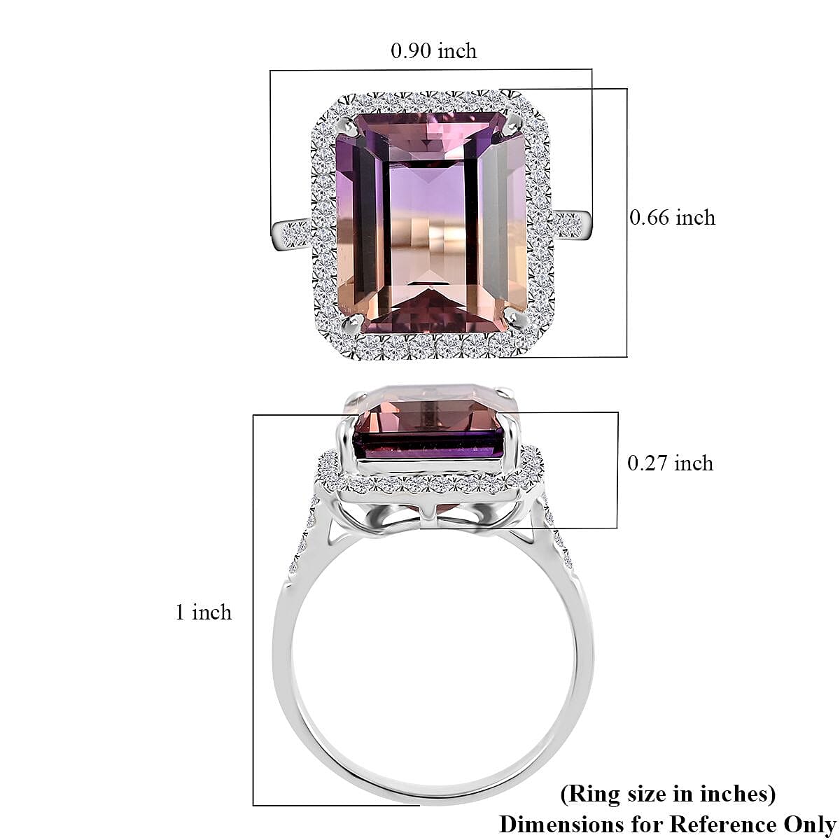 Anahi Ametrine and Moissanite Ring in Rhodium Over Sterling Silver (Size 10.0) 13.30 ctw image number 5