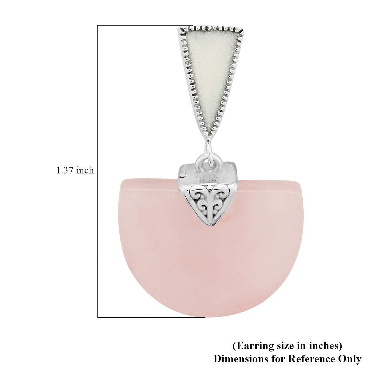 Galilea Rose Quartz, Enameled Earrings in Stainless Steel 17.50 ctw | Tarnish-Free, Waterproof, Sweat Proof Jewelry