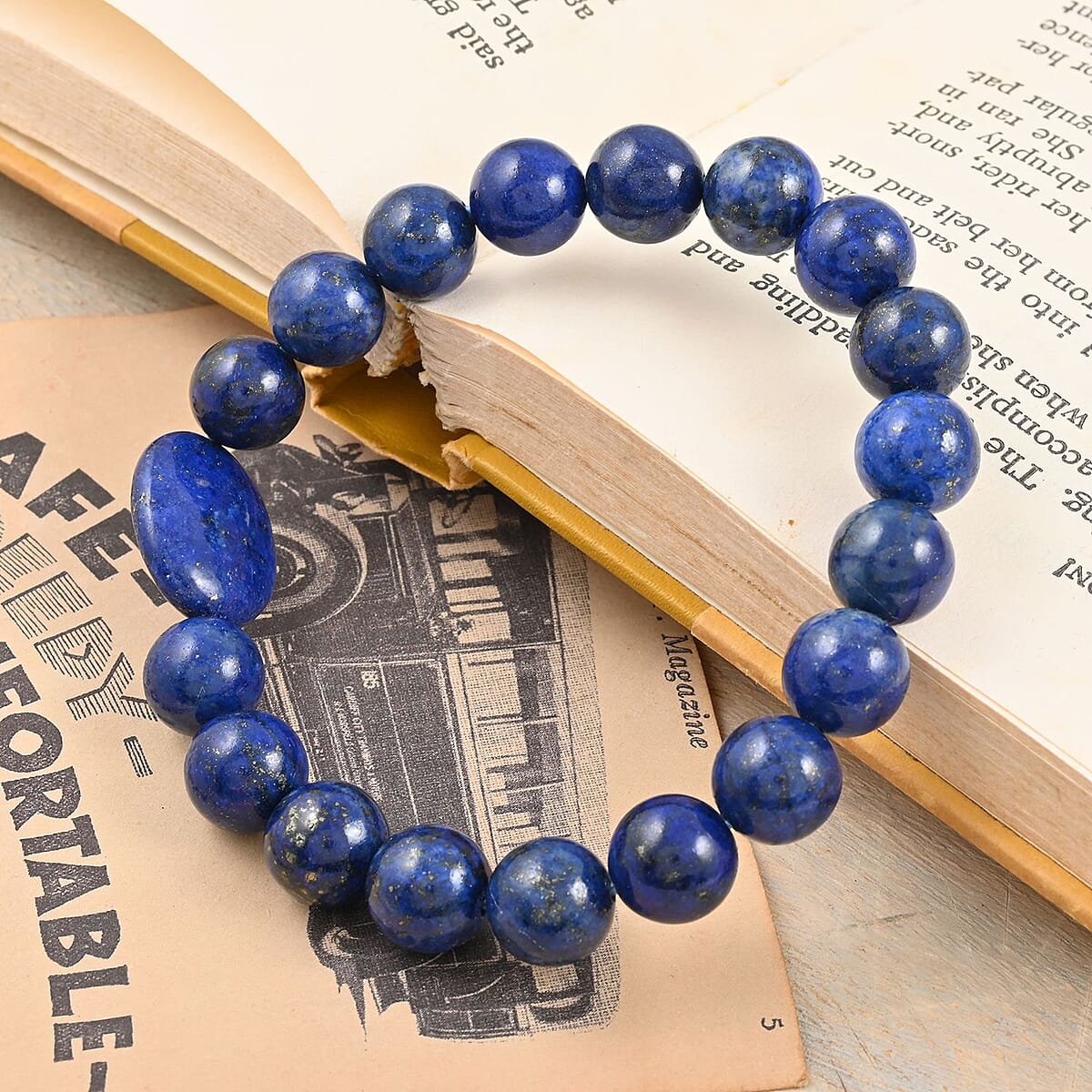 Lapis Lazuli Beaded Stretchable Bracelet 150.00 ctw image number 1