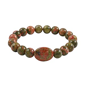 Unakite Beaded Stretch Bracelet 150.00 ctw