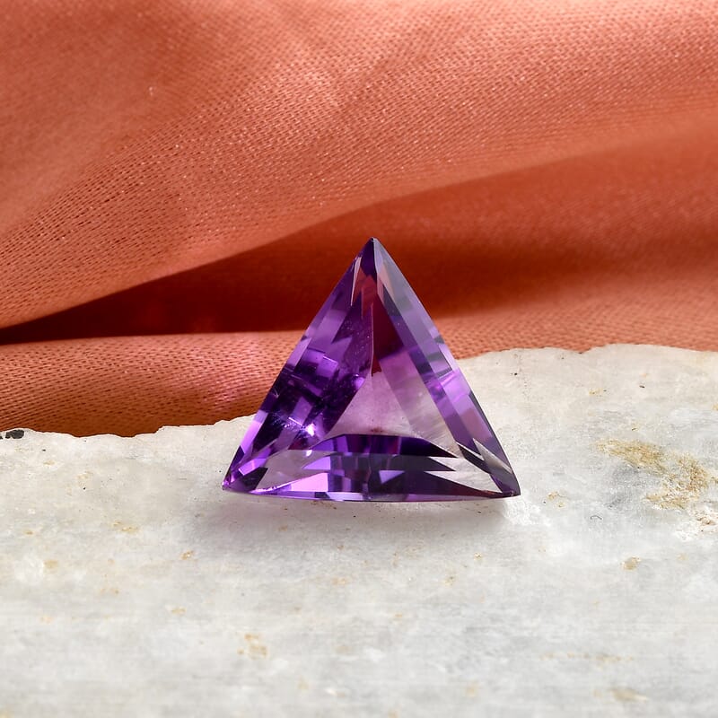 African Amethyst (Triangle 15 mm) 7.57 ctw Loose Gemstone