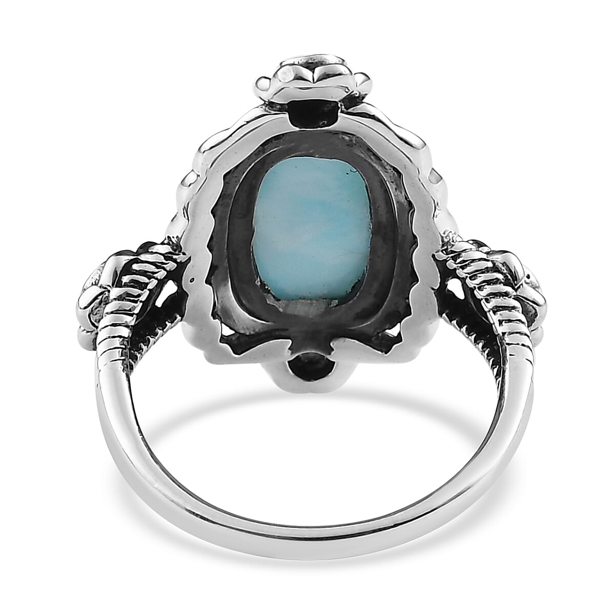 Larimar and Orissa Rhodolite Garnet Ring in Sterling Silver 4.85 ctw image number 4