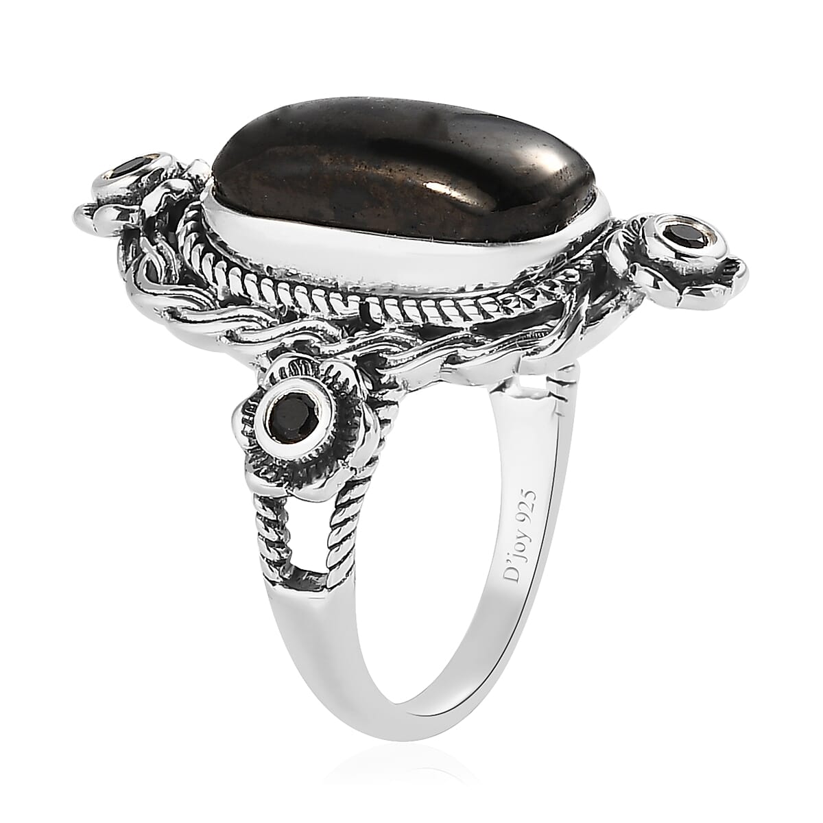 Artisan Crafted Elite Shungite and Thai Black Spinel Ring in Sterling Silver (Size 8.0) 2.40 ctw image number 3