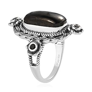 Artisan Crafted Elite Shungite and Thai Black Spinel Ring in Sterling Silver (Size 8.0) 2.40 ctw