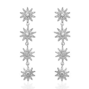 White Zircon Celestiial Suns Floral Drop Earrings in Platinum Over Sterling Silver 2.85 ctw