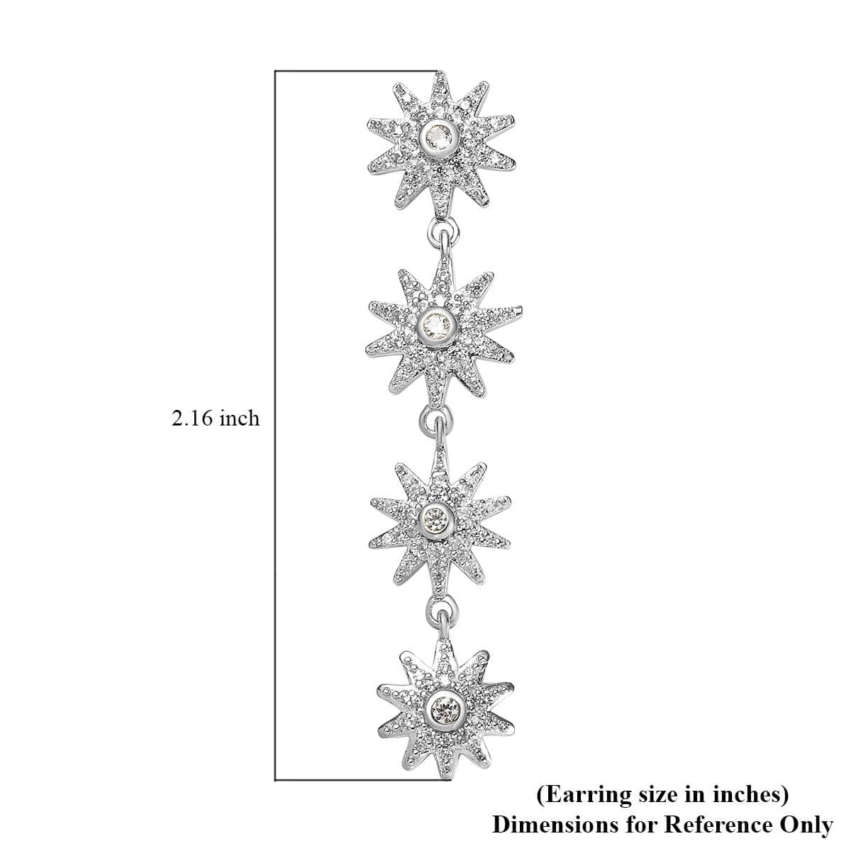 White Zircon Celestiial Suns Floral Drop Earrings in Platinum Over Sterling Silver 2.85 ctw image number 4