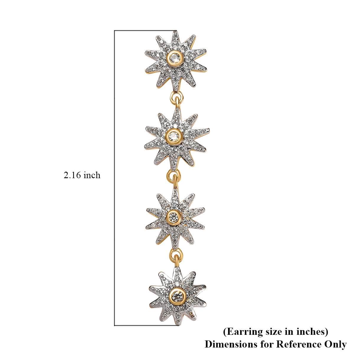 White Zircon Celestiial Suns Floral Drop Earrings in Vermeil Yellow Gold Over Sterling Silver 2.85 ctw image number 4