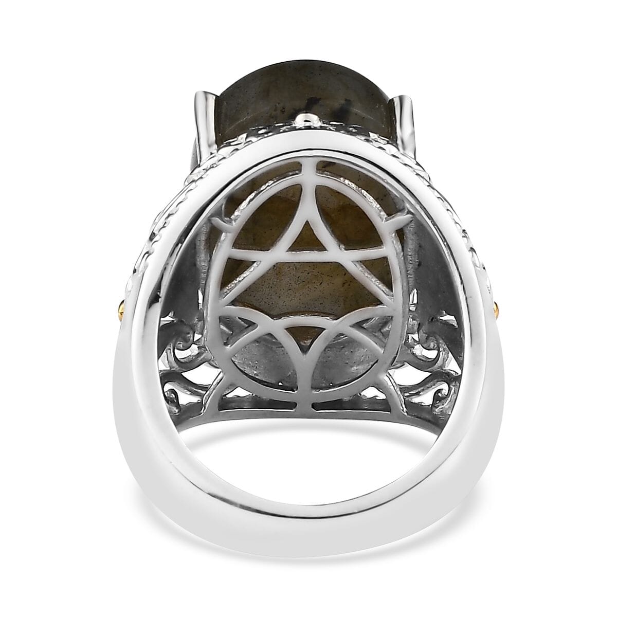 Karis Malagasy Labradorite Solitaire Ring in 18K YG Plated and Platinum Bond 13.60 ctw image number 4
