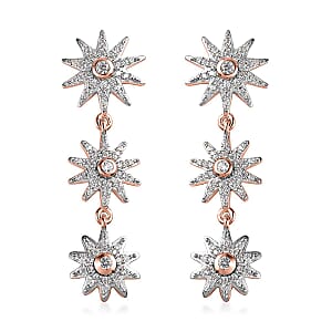 White Zircon Celestiial Suns Drop Earrings in Vermeil RG Over Sterling Silver 1.30 ctw