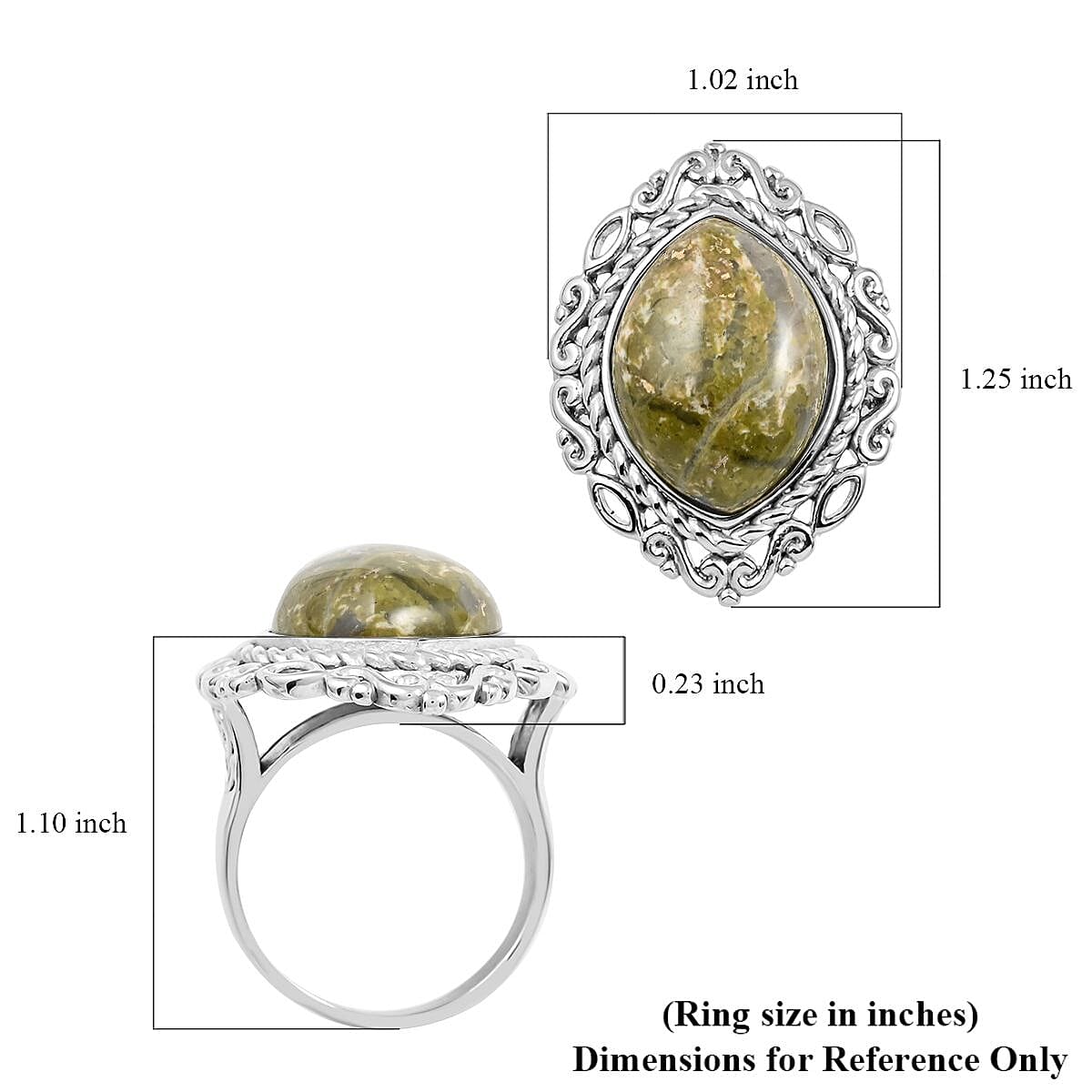 Unakite Solitaire Ring in Rhodium Over Sterling Silver (Size 7.0) 21.00 ctw image number 4