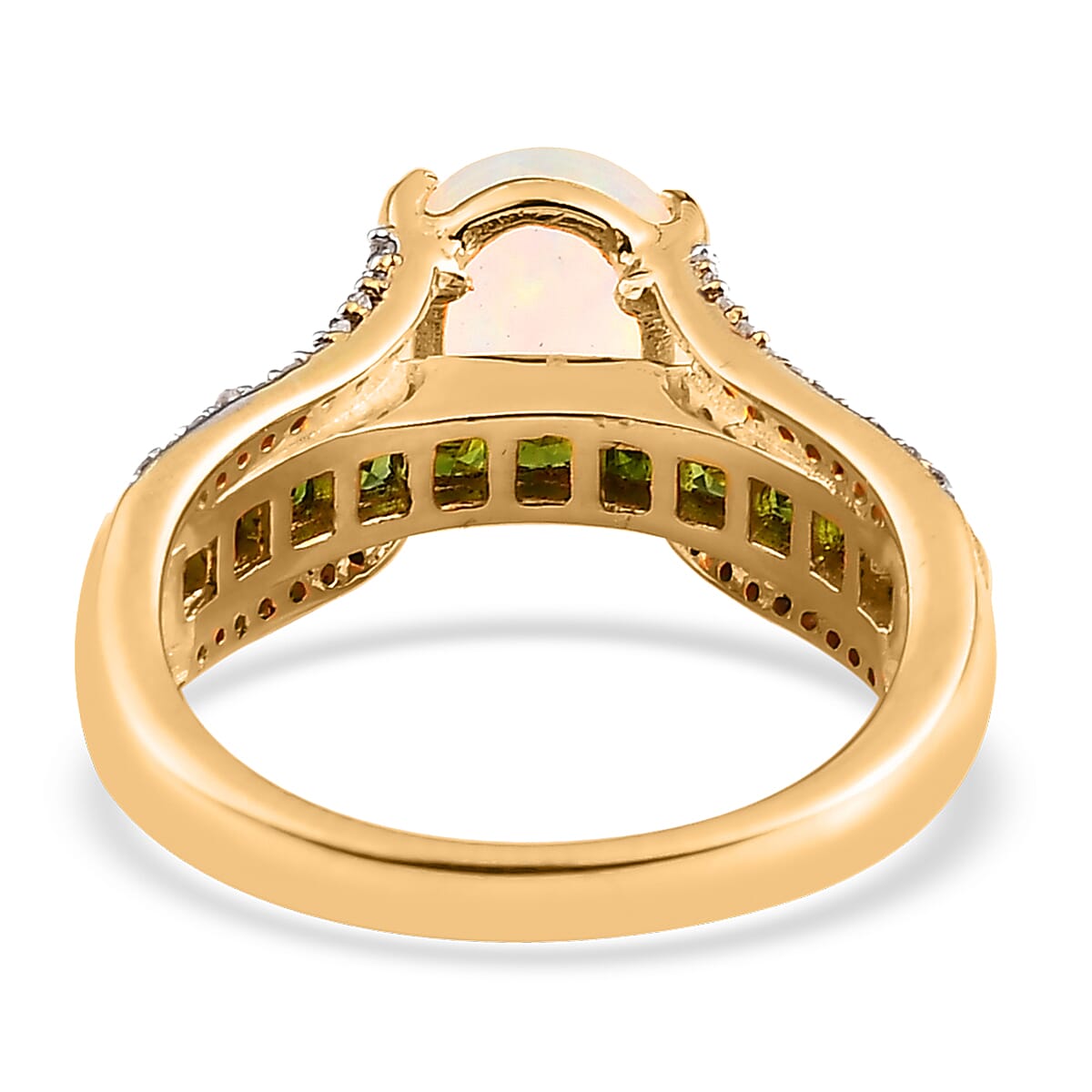 AAA Ethiopian Welo Opal and Multi Gemstone Bridge Ring in Vermeil Yellow Gold Over Sterling Silver (Size 8.0) 2.00 ctw image number 5