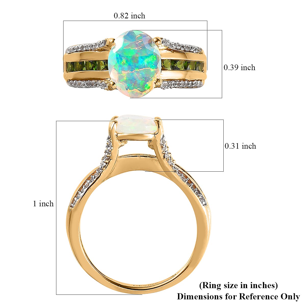 AAA Ethiopian Welo Opal and Multi Gemstone Bridge Ring in Vermeil Yellow Gold Over Sterling Silver (Size 8.0) 2.00 ctw image number 6
