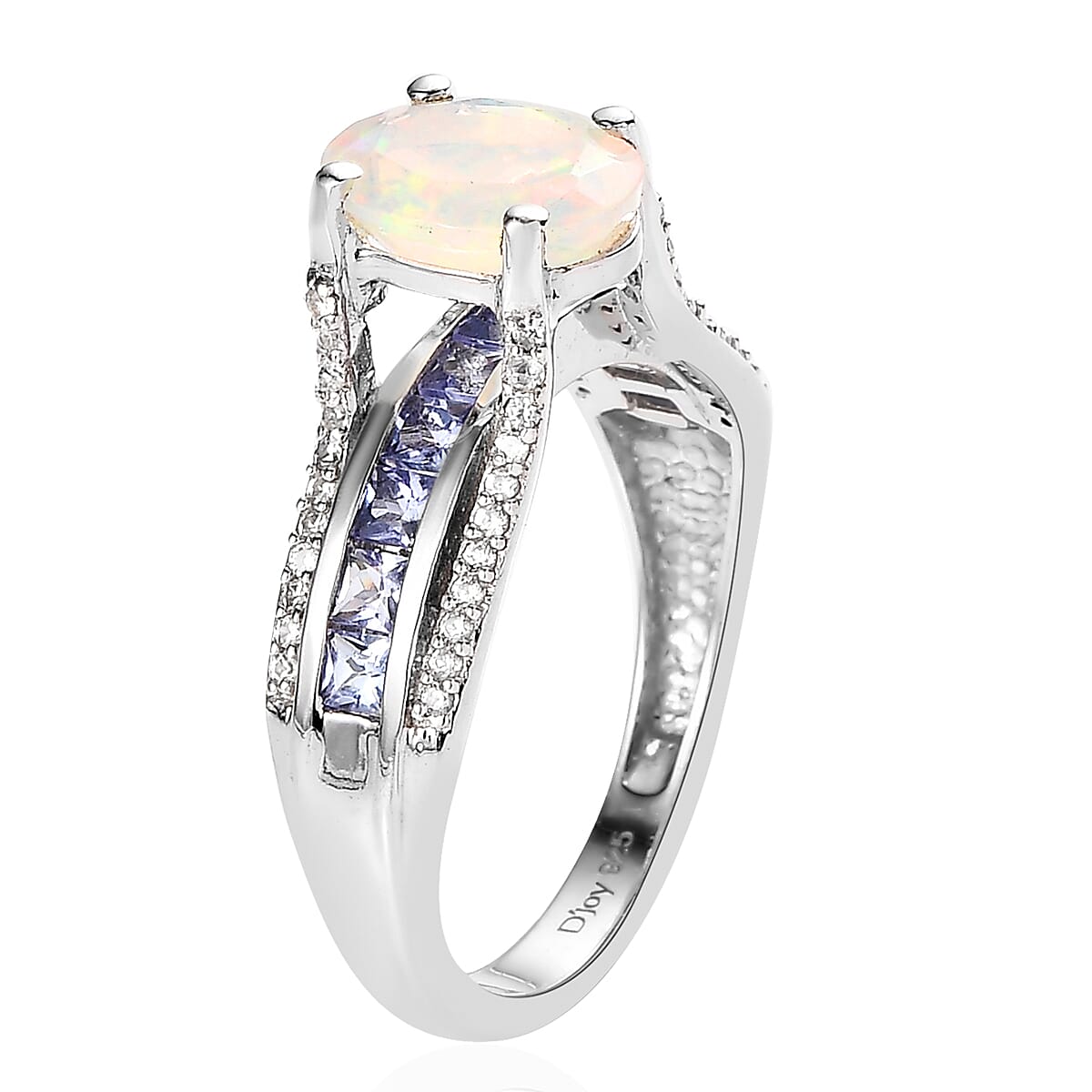 AAA Ethiopian Welo Opal and Multi Gemstone Bridge Ring in Platinum Over Sterling Silver (Size 7.0) 2.00 ctw image number 3