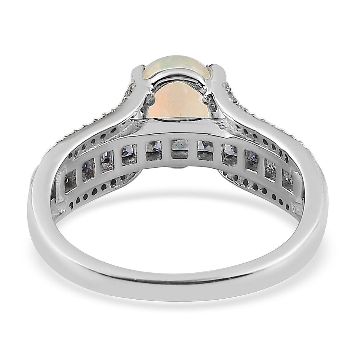 AAA Ethiopian Welo Opal and Multi Gemstone Bridge Ring in Platinum Over Sterling Silver (Size 9.0) 2.00 ctw image number 5