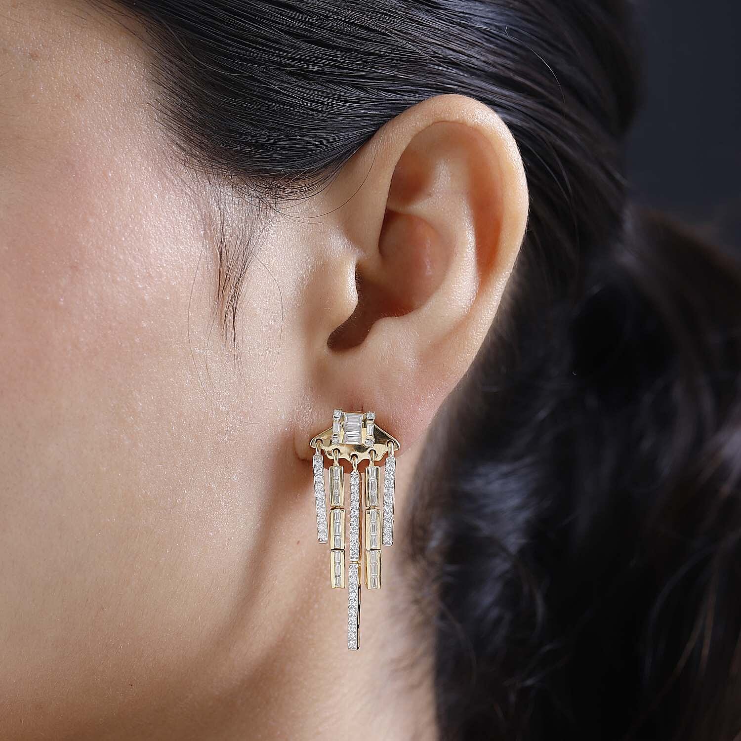 Moissanite Dangling Earrings in Vermeil Yellow Gold Over Sterling Silver 1.40 ctw