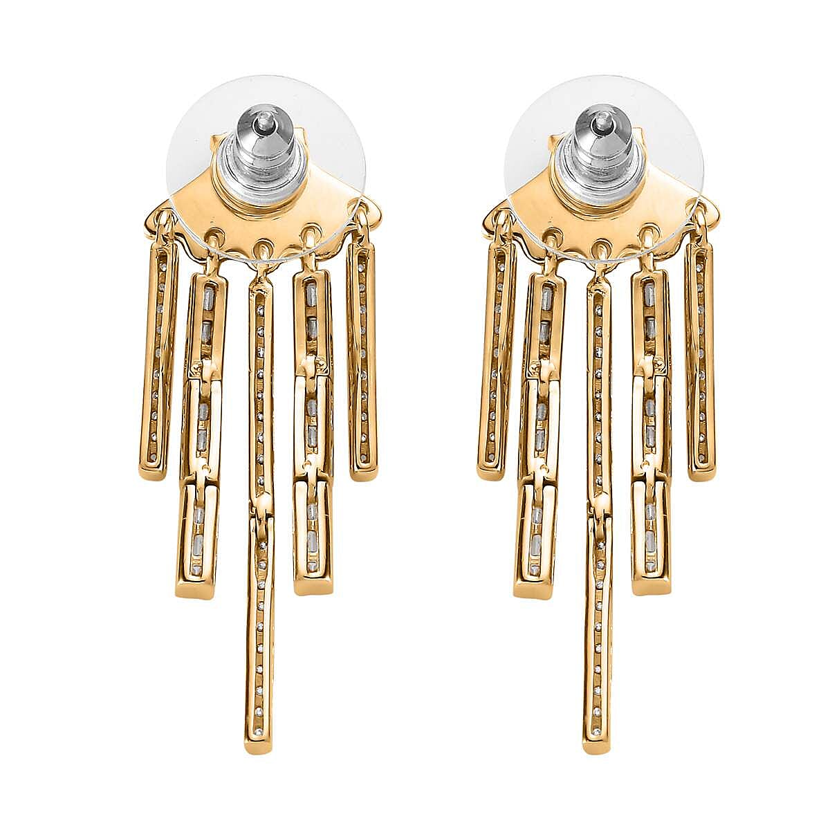 Moissanite Dangling Earrings in Vermeil Yellow Gold Over Sterling Silver 1.40 ctw