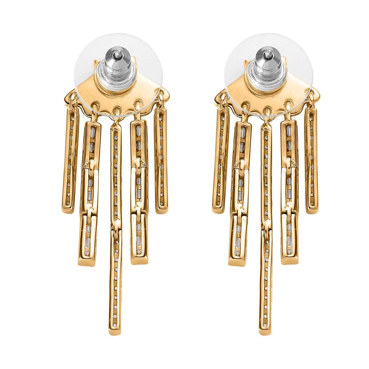 Moissanite Dangling Earrings in Vermeil Yellow Gold Over Sterling Silver 1.40 ctw image number 4