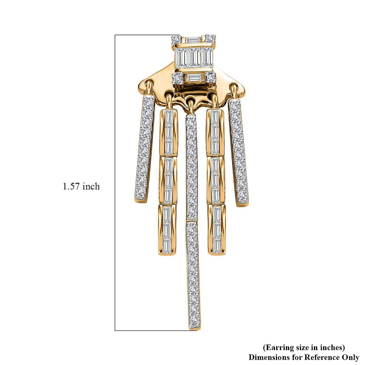 Moissanite Dangling Earrings in Vermeil Yellow Gold Over Sterling Silver 1.40 ctw
