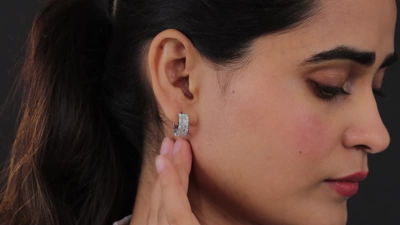 Moissanite Radiant Hoop Earrings in Sterling Silver