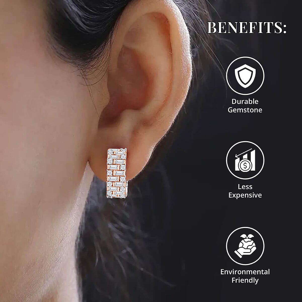 Buy Moissanite Mixed Shape Huggie Hoops Earrings in Vermeil Rose