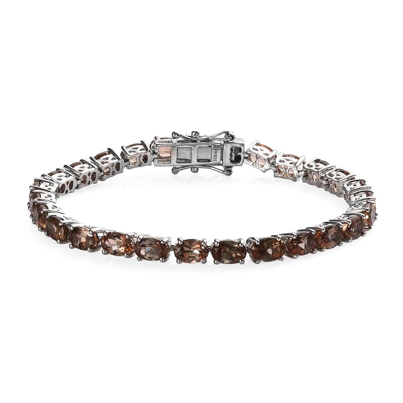Premium Jenipapo Andalusite Tennis Bracelet in Platinum Over Sterling Silver (6.50 In) 12.15 ctw