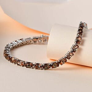 Premium Jenipapo Andalusite Tennis Bracelet in Platinum Over Sterling Silver (6.50 In) 12.15 ctw