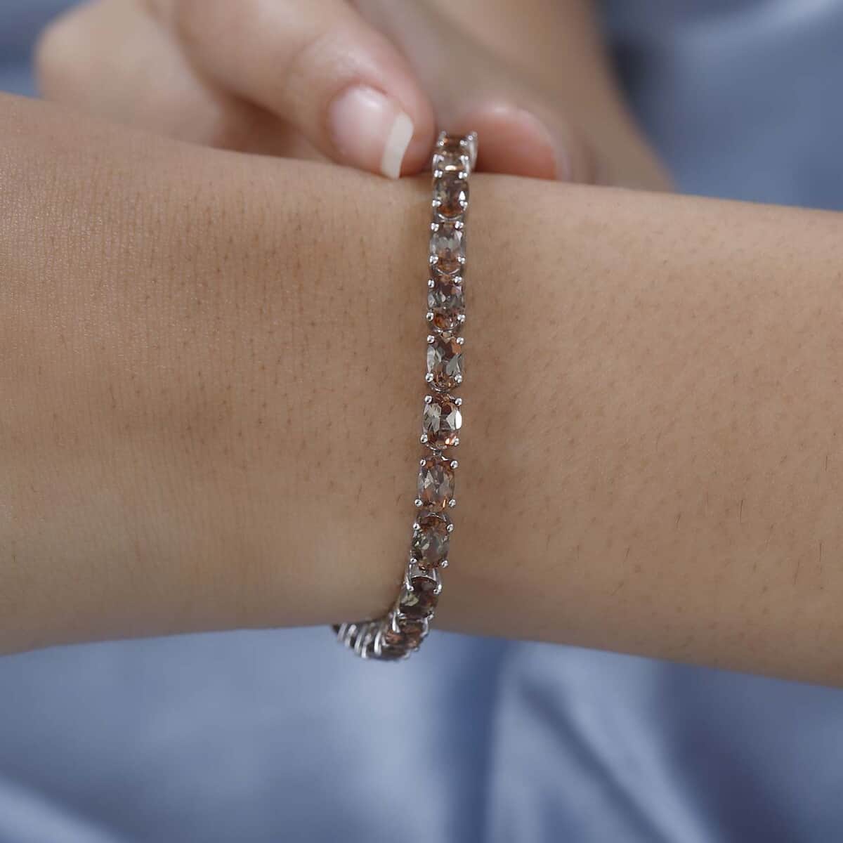 Premium Jenipapo Andalusite Tennis Bracelet in Platinum Over Sterling Silver (6.50 In) 12.15 ctw image number 2