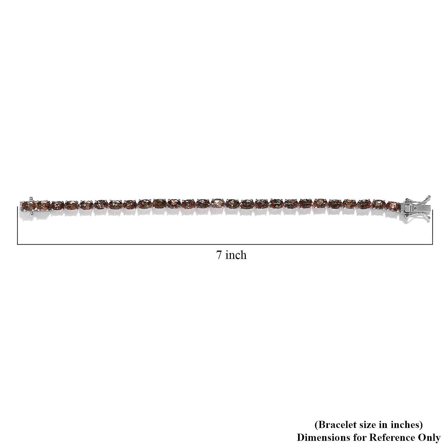 Premium Jenipapo Andalusite Tennis Bracelet in Platinum Over Sterling Silver (6.50 In) 12.15 ctw