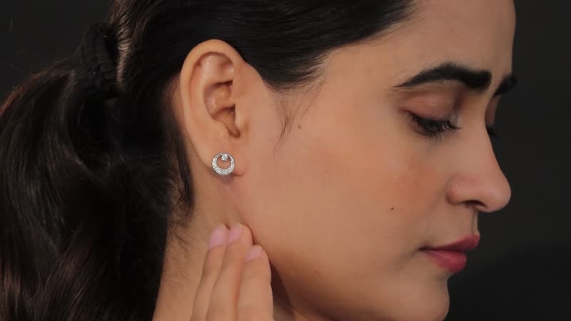White Zircon Circle Earrings in Platinum Over Sterling Silver 0.70 ctw