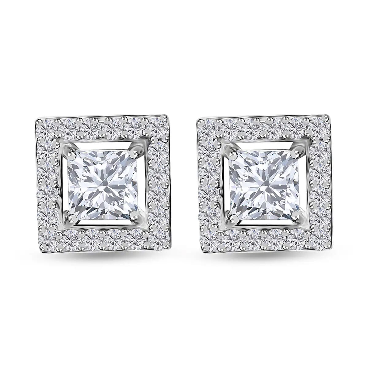 Moissanite Stud Earrings in Platinum Over Sterling Silver 0.75 ctw image number 0