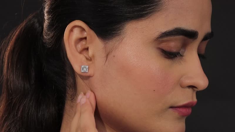 Moissanite Stud Earrings in Platinum Over Sterling Silver 0.75 ctw