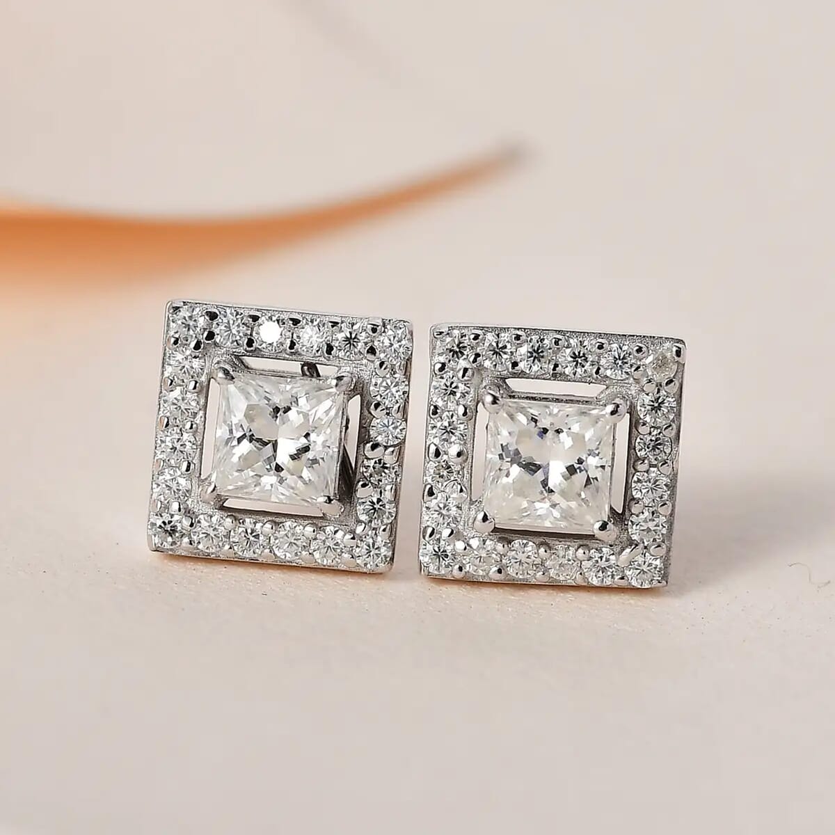 Moissanite Stud Earrings in Platinum Over Sterling Silver 0.75 ctw image number 1