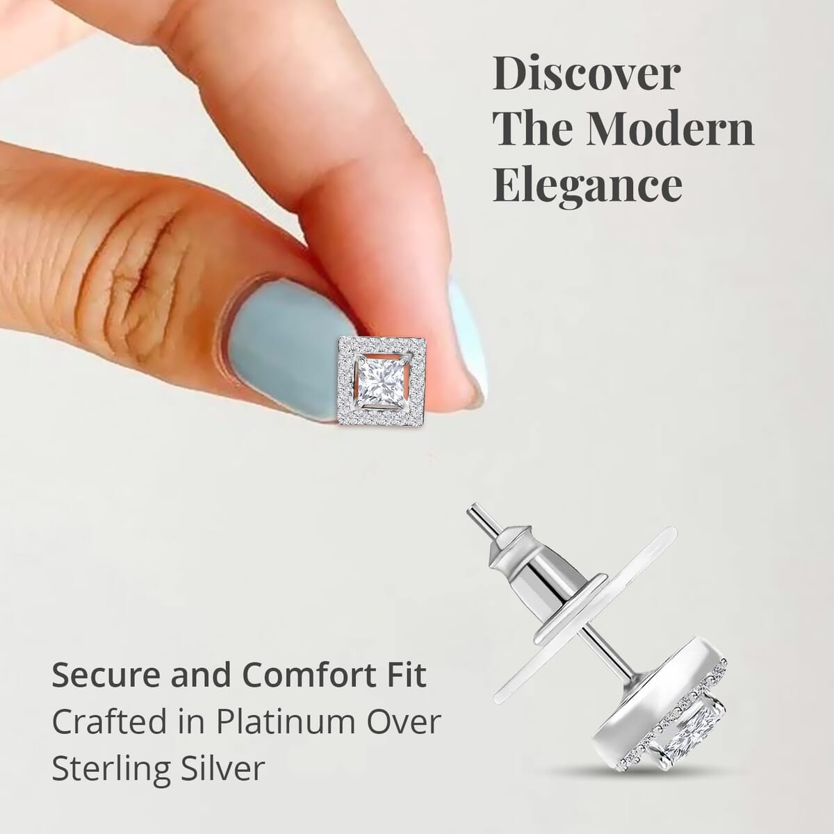 Moissanite Stud Earrings in Platinum Over Sterling Silver 0.75 ctw image number 4