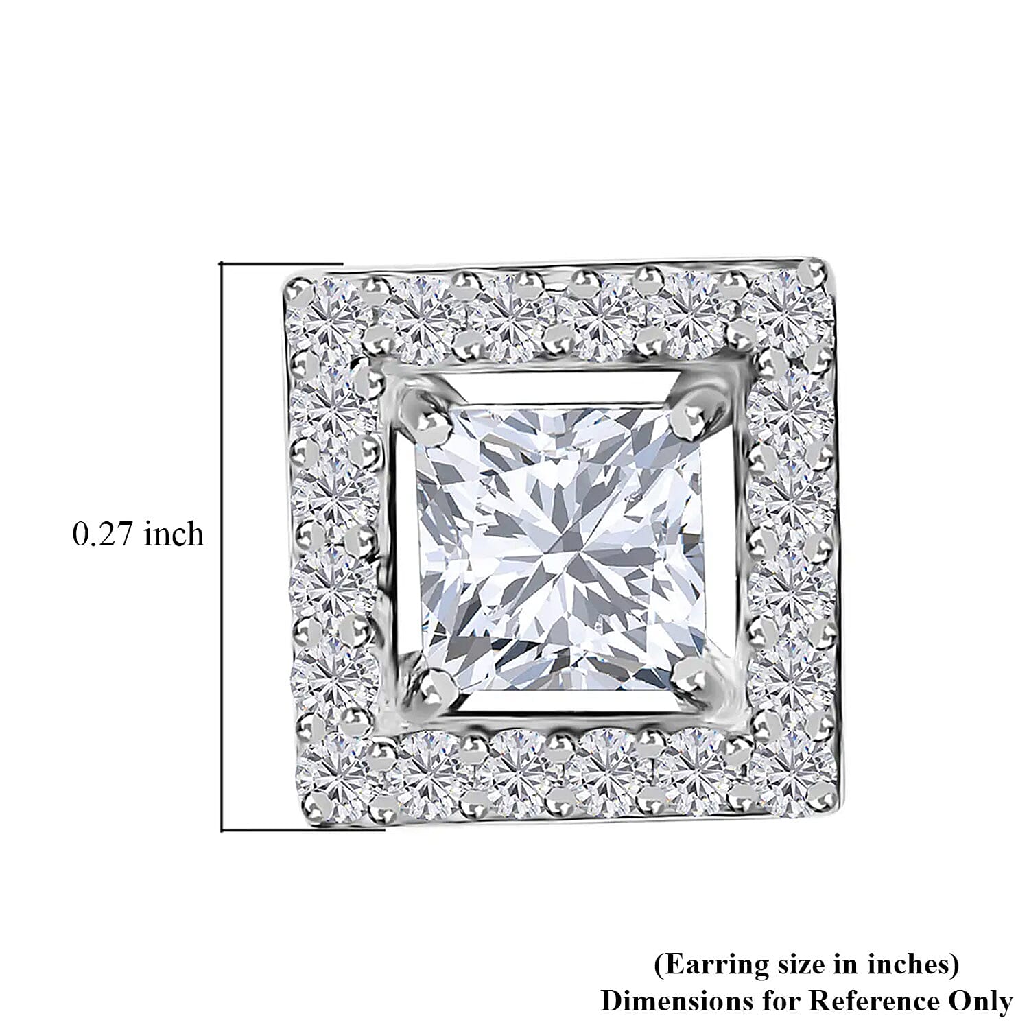 Moissanite Stud Earrings in Platinum Over Sterling Silver 0.75 ctw