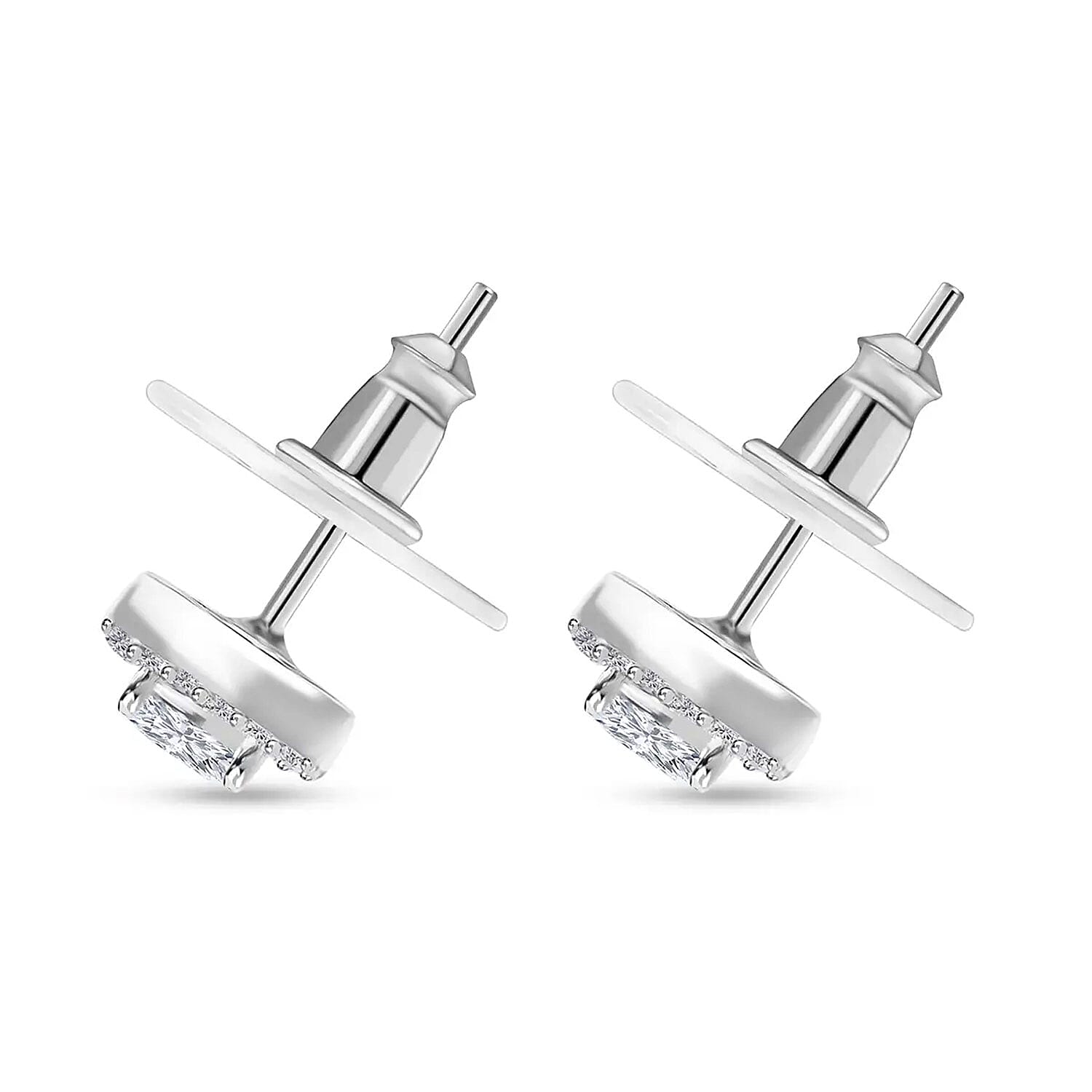 Moissanite Stud Earrings in Platinum Over Sterling Silver 0.75 ctw