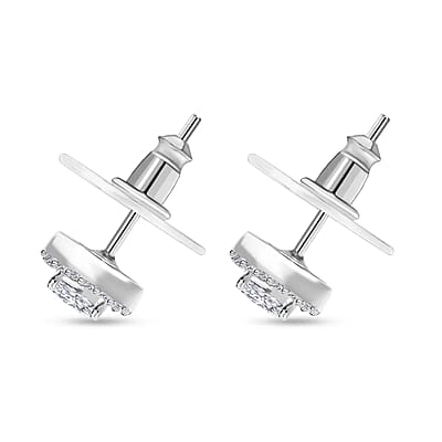 Moissanite Stud Earrings in Platinum Over Sterling Silver 0.75 ctw