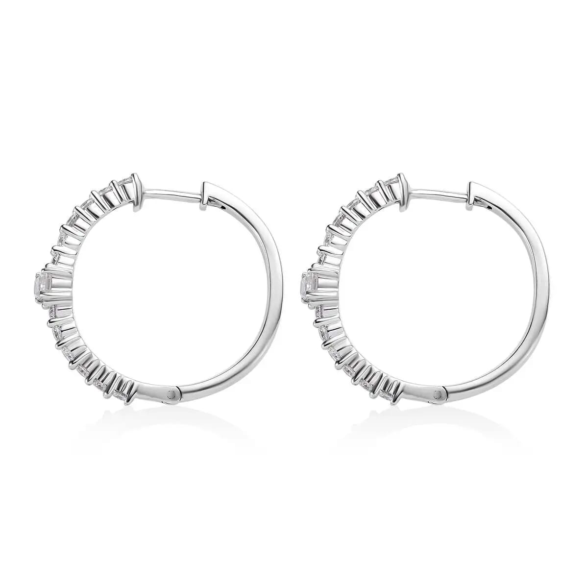Moissanite Hoop Earrings in Platinum Over Sterling Silver 1.00 ctw image number 4