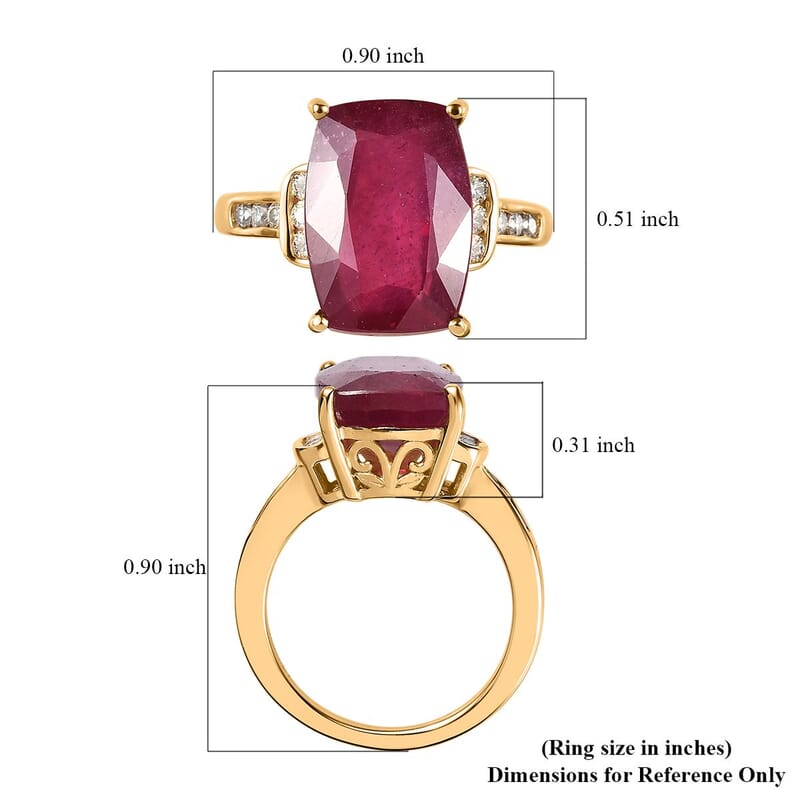 Niassa Ruby (FF) and Moissanite Ring in Vermeil Yellow Gold Over Sterling Silver (Size 6.0) 10.85 ctw