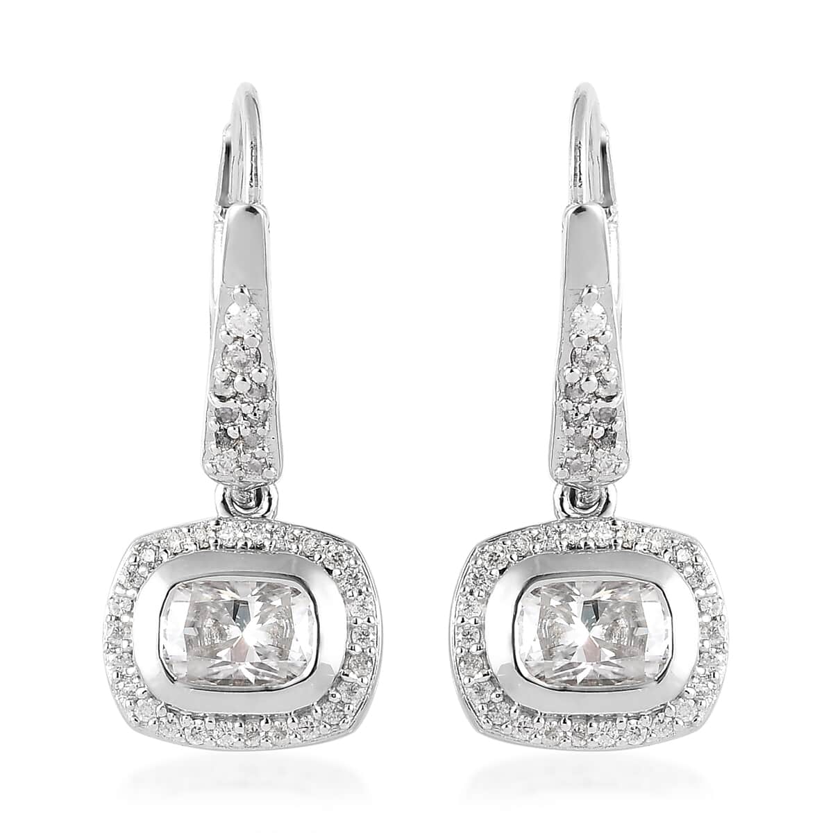 Moissanite Lever Back Earrings in Platinum Over Sterling Silver 2.00 ctw image number 0
