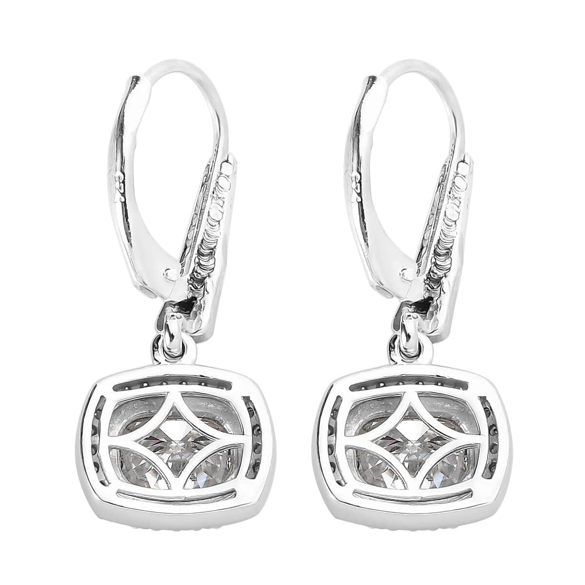 Moissanite Lever Back Earrings in Platinum Over Sterling Silver 2.00 ctw image number 3
