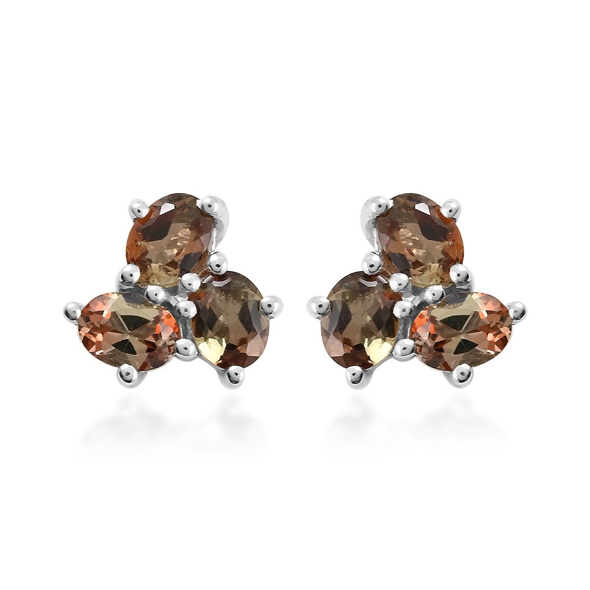Premium Jenipapo Andalusite Stud Earrings in Platinum Over Sterling Silver 1.10 ctw