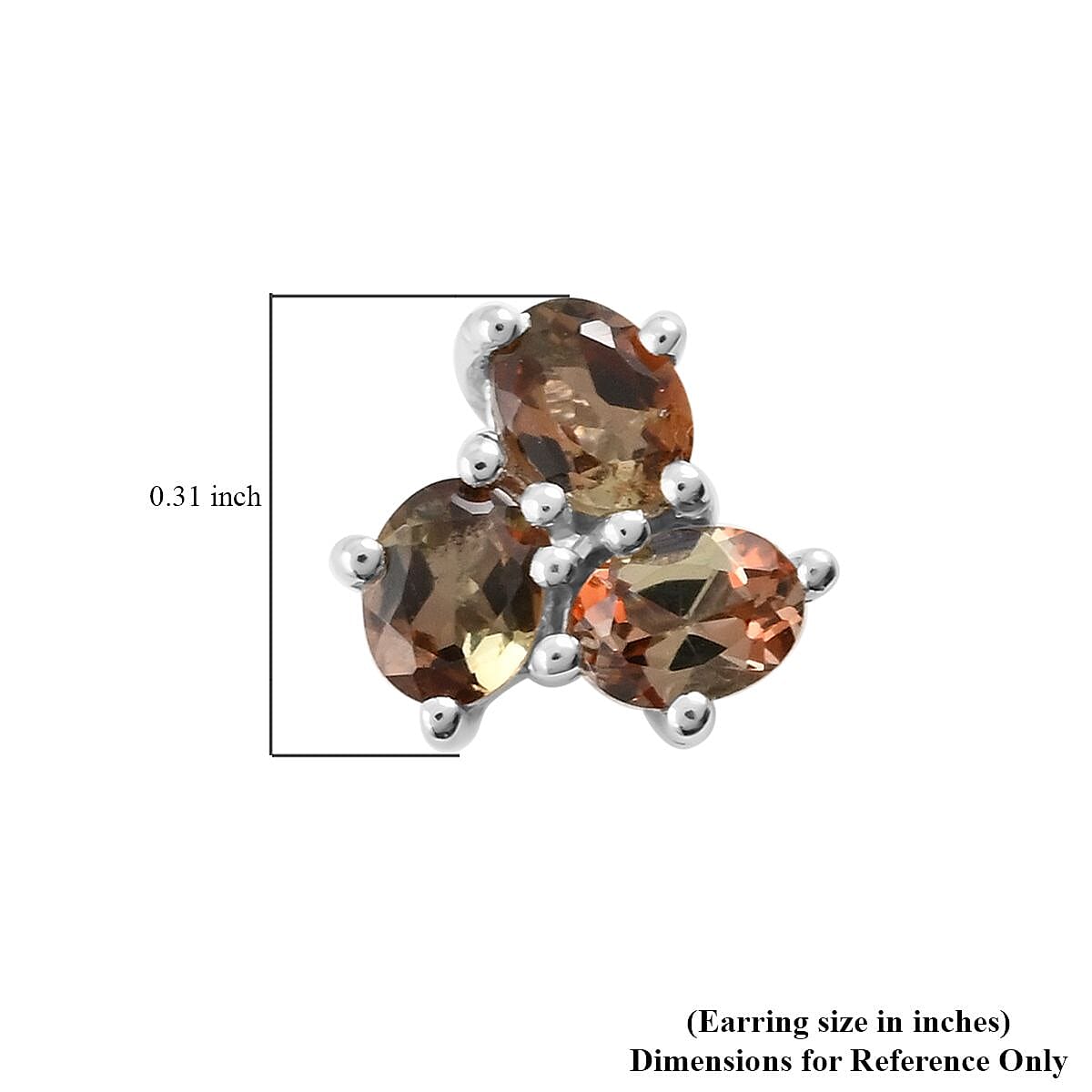 Premium Jenipapo Andalusite Stud Earrings in Platinum Over Sterling Silver 1.10 ctw